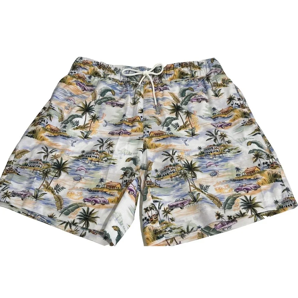 Robert Graham Swim Trunks Men's L Vacation Mode Beach Tropical Paradise Sport